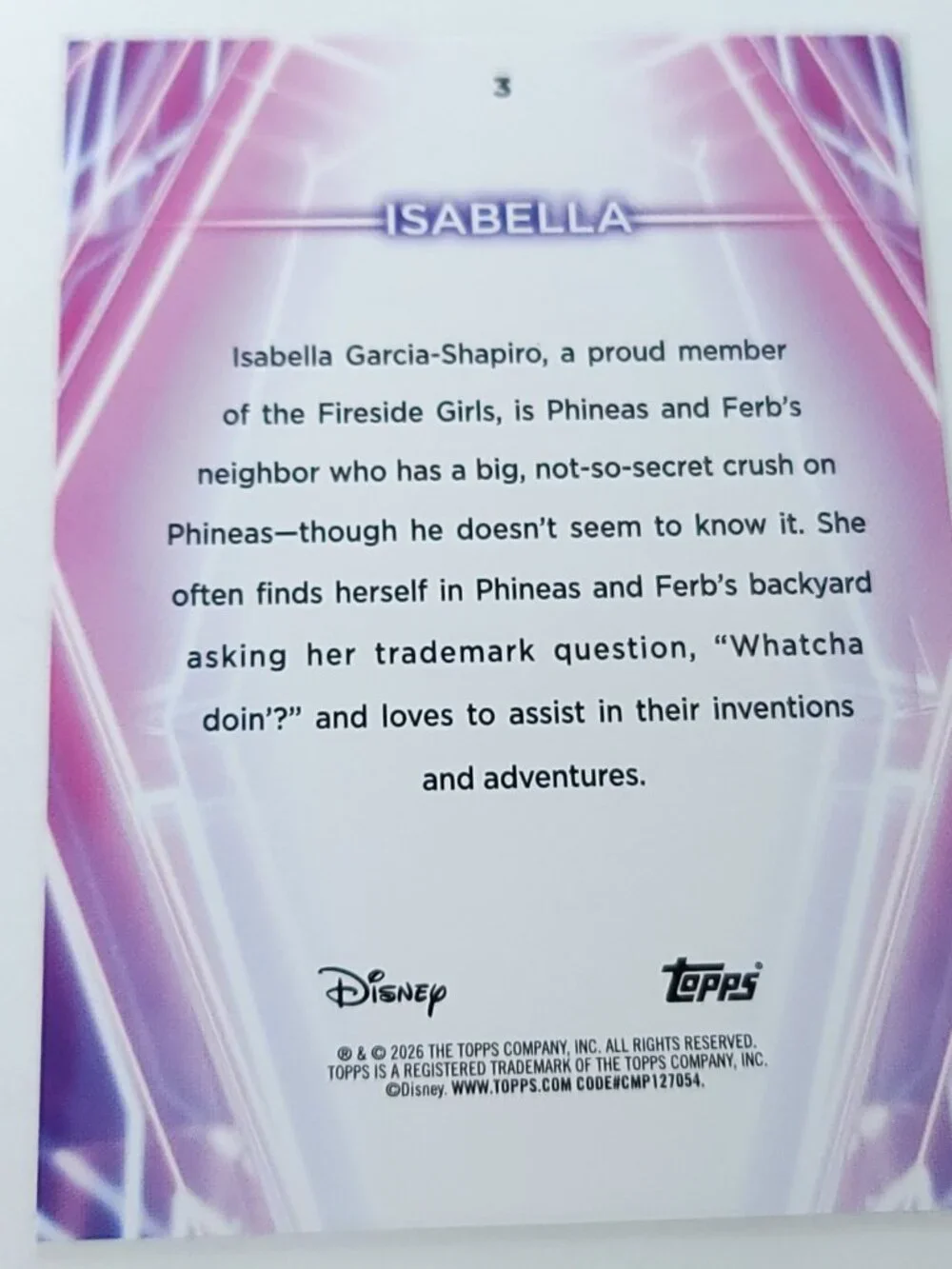 Isabella Topps 2026 Disney Neon Holo Parallel Refractor Limited 036/199 - Picture 4 of 4